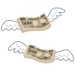 画像:お金が飛んでいくイメージ